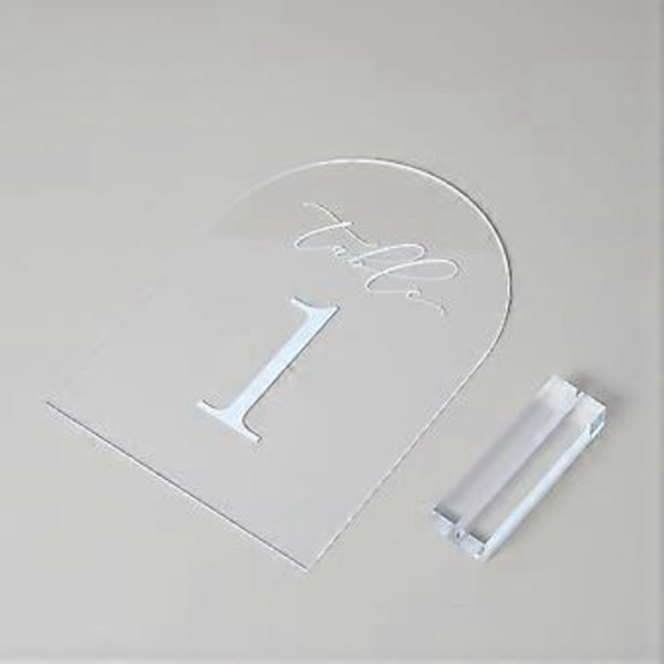 Klare Bue Bordnummer for Bryllup, 5x7in Buet Akryl Bordnummer 1-10+Stativer, Klar Akryl Bue Bordplate Skilt