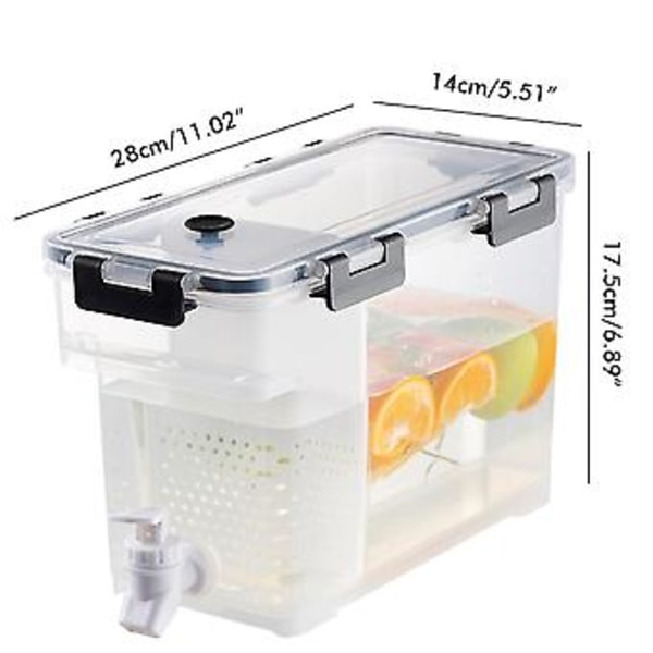 3,5 L Drikkevaredispenser i Plast med Hane, Isafkølet Juicedispenser til Køleskab, Fest, Daglig Brug