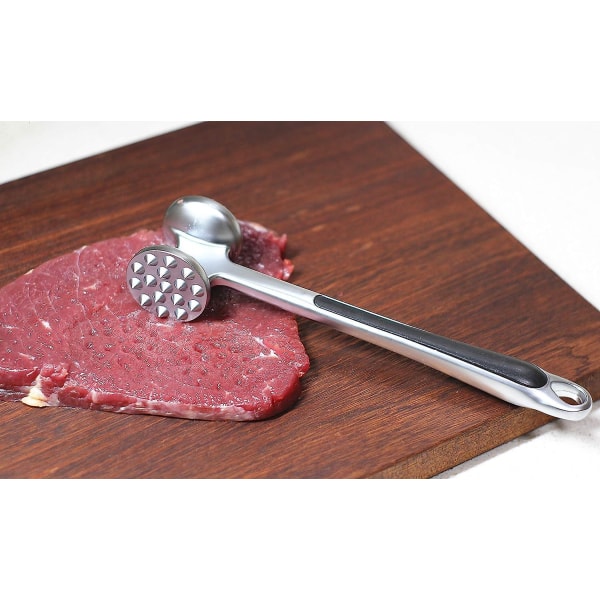 Dobbeltsidet søm Premium fødevarekvalitet zinklegering Solid Meat Hammer Meat Mallet, 8,7 tommer