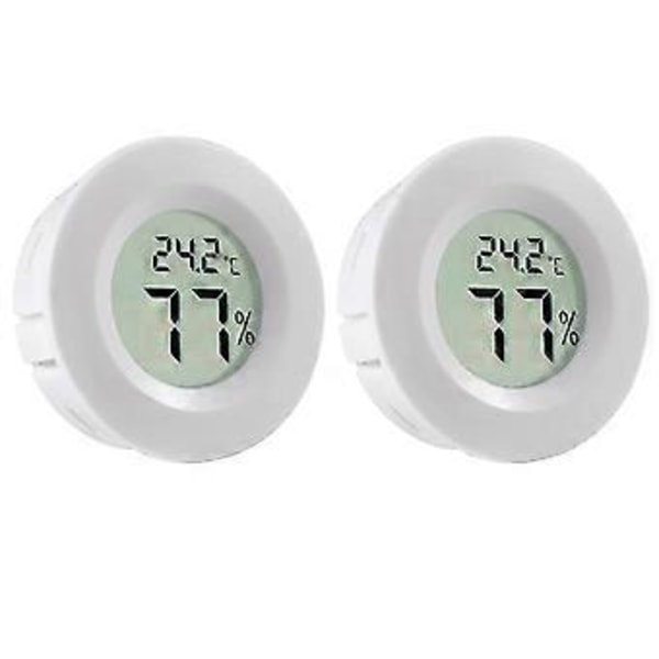 2 st Mini Rund Hygrometer Termometer Digital LCD Monitor Mätare Inomhus Utomhus Fuktighet Temperaturmätare