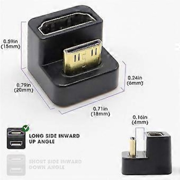 2 ST 180 Grader 4K 60Hz Adapter U-Formad Mini -Kompatibel Förlängare Omvandlare för Monitor, Laptop, Tablet, Kamera