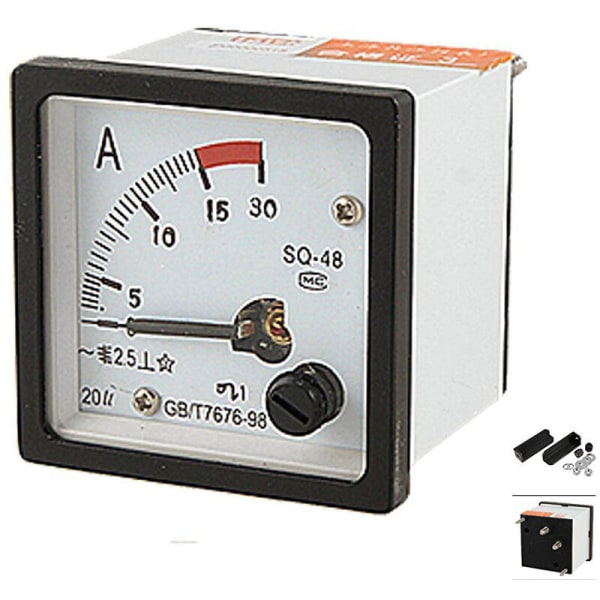 SQ48 Analog AC Panel Amperemeter 0-15A Hvit + Svart