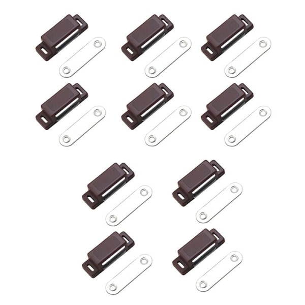 Kraftfull magnetisk lås – hållkraft 4 kg – set om 10 – brun – dörrmagnet – magnetlås – skåpmagnet – skåpdörrmagnet