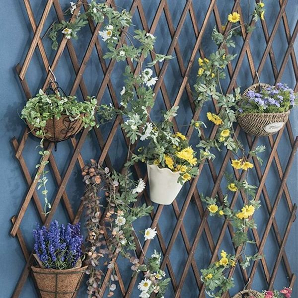 Set med 2 utvidbare espalier i tre for klatreplanter - Veggdekorasjon for terrasse og hage