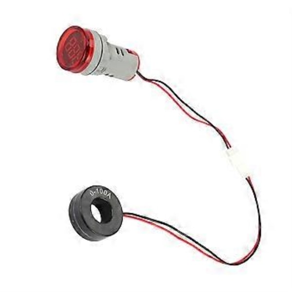 0-100A Digital Amperemeter AC Strömmätare Indikator LED Rund Lampa Signal (Röd)