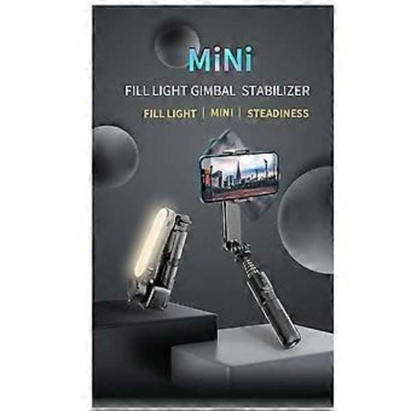 Håndholdt Gimbal Stabilisator Bluetooth Selfie Stick Holder Justerbar Fyldlys Selfie Stativ til Smartphone Hvid
