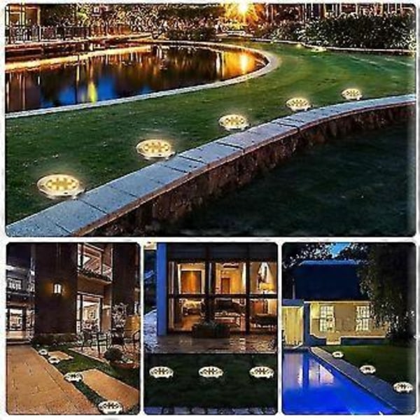 Aurinkopuutarhavalaisin - 8 LED maavalaisin, vedenpitävä polkuvalaisin aurinkovoimalla, 4 kpl