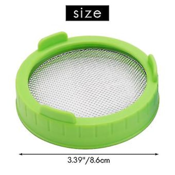 4-pack Groddningslock, Groddningslock med finmaskigt stålnät för Mason Jar-burkar med bred öppning, S