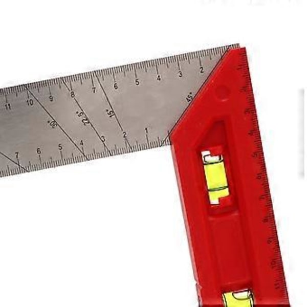 Tømrer Vinkel Målelinjal Profesjonell 90 45 Grader med Libelle 20cm
