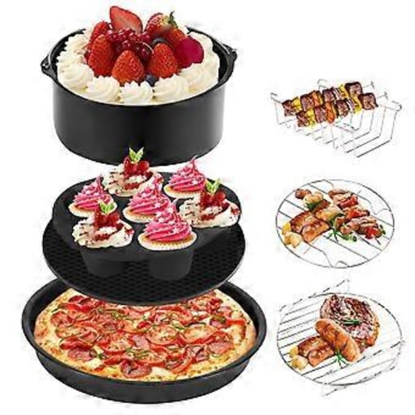7-delt trykkoker, dampkoker og airfryer bakeutstyr, kompatibelt med Foodi 5&6.5&8 Qt OP101,OP301,OP302