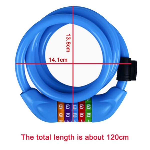 Cykellås, Säker och Återställbar Kombinationscykellåskabel med Fästfäste, 1,2 m Spiralkabel, 14,1 cm Diameter