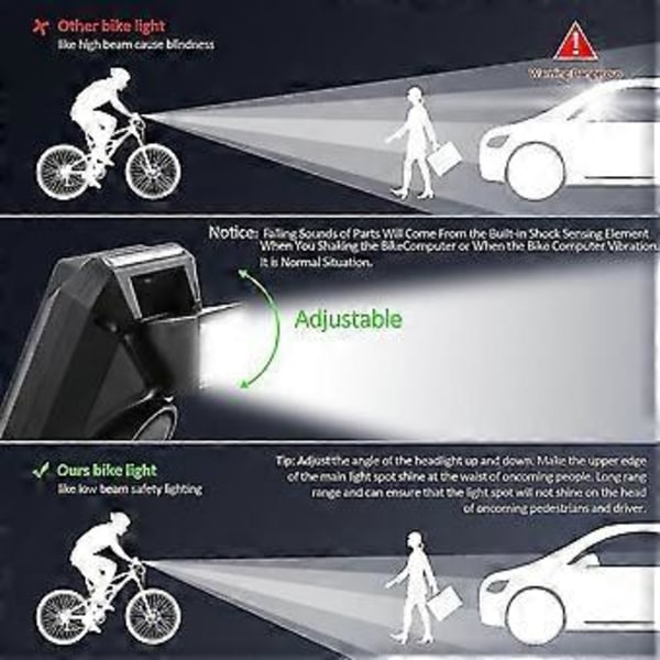 4-i-1 Cykelstrålkastare med LCD-display Hastighetsmätare och Signalhorn USB Uppladdningsbar Cykeldator Kompatibel