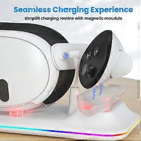 Trådlös laddningsdocka för 3/Meta 3 VR Multifunktionell Magnetisk Sug RGB-ljus Trådlös Laddningsadapter A