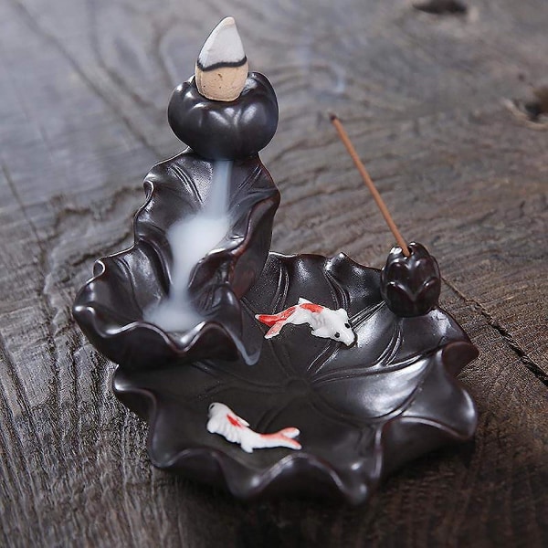 Keramisk Tilbageflow Røgelseholder Vandfald Røgelsebrænder Til Hjemmeindretning Aromaterapi Ornament Lotus Keramisk Tilbageflow Brænder, Tilbageflow Røgelse