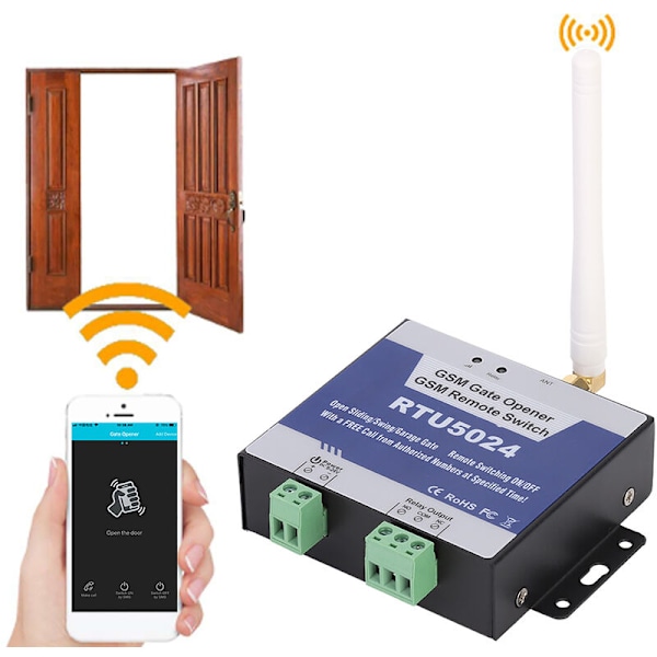 Dørkontroll RTU5024 Oppgradering GSM Portåpner Relébryter Trådløs Fjernkontroll Døråpner DC 9-15V(1)