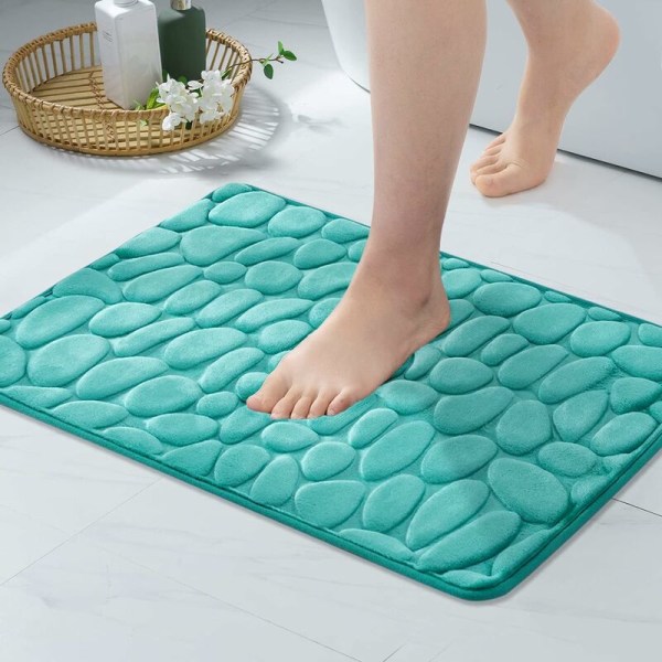 Antiskrid bademåtte 50x80cm Indendørs dør måtte Memory skum Entré tæppe til badeværelse Badekar Køkken Grøn