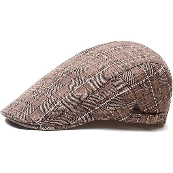 Rutiga platta kepsar i vintage-stil, tidningspojkekeps ankägghatt justerbar, golfjakt