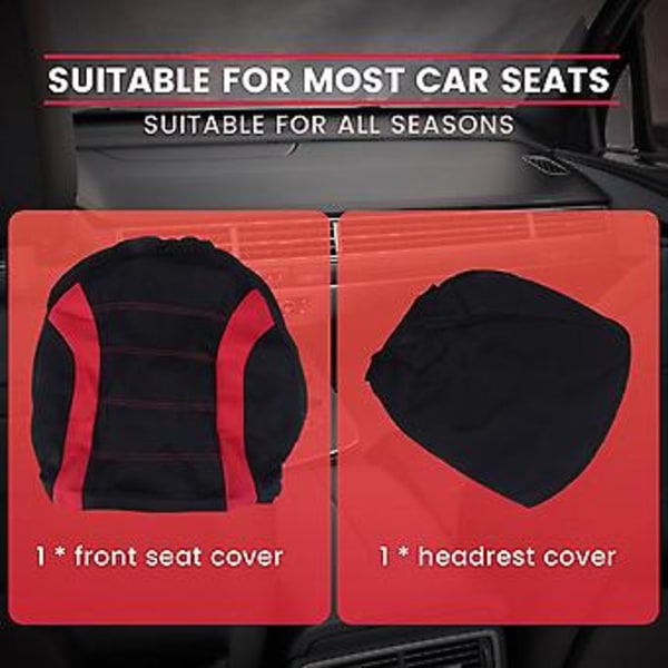 Fram Bilsöverdrag Fram Airbag Redo Sport Bucket Överdrag, 2-delars Set Bilöverdrag (svart + Röd)