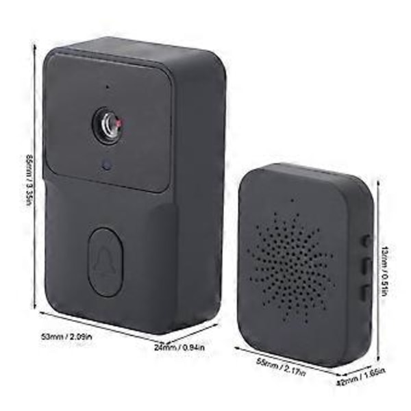 Tuya Smart Dörrklocka med HD Mörkerseende WIFI 2-Vägs Intercom Realtidsvisning för Hemsäkerhetssystem Svart