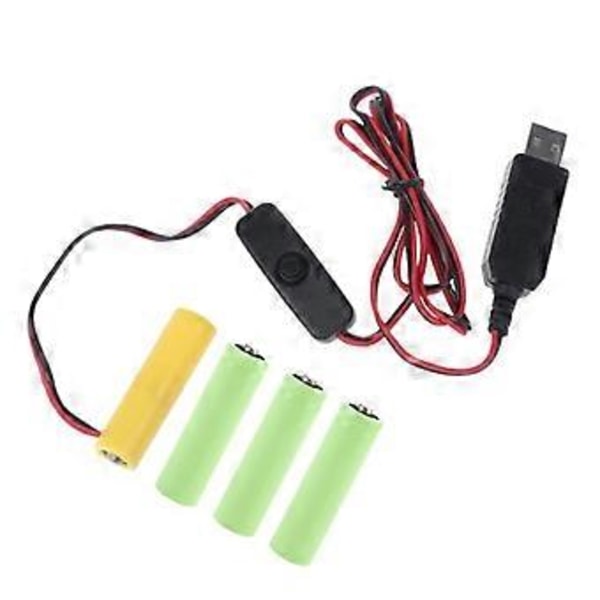 6V AA Batterieliminatorer USB Strömförsörjning Ersätter 4x 1.5V AA med Strömbrytare