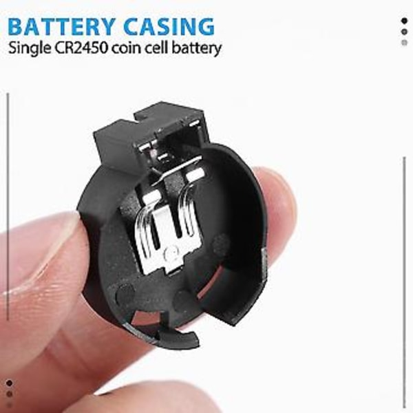2 stk. CR2450 Knapcelle Batteri Sokkel Holder Kabinet 2 Ben Sort