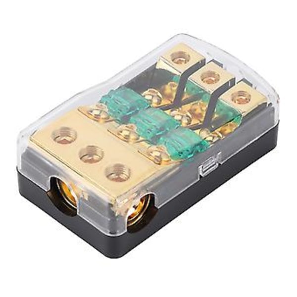 1 Ingång 3 Utgång 0/4 AWG till 4/8 AWG Strömsäkringshållare med 60A Mini Säkringar för Bilar Båtar