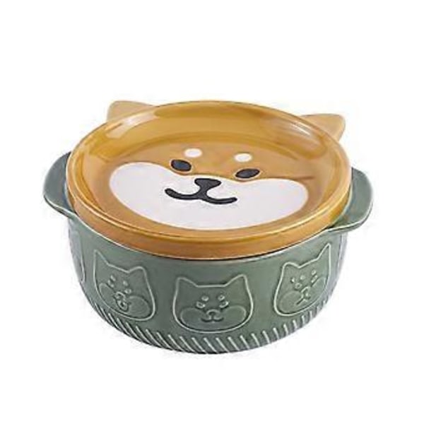 Tecknad Japansk Keramisk Katt Hund Nudel Skålar med Lock Söta Djur Soppa Sallad Fruktskål Kök Servis A