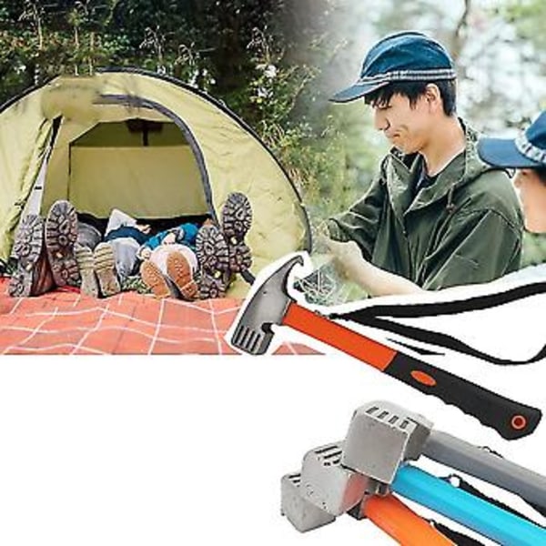 Campinghammare Tältpinne Dragare, Utomhus Multifunktion Högkolstål Campinghammare Krok Vinkeldesign Tältpinnar Markpinnar Spikdragare Re