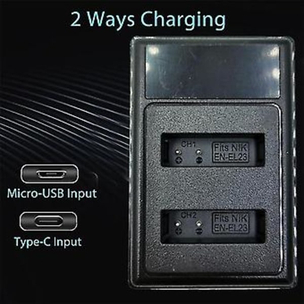 En-el23 LCD USB Dobbelt Batterioplader Til Coolpix B700 P900s P900 P610s P610 P600 S810c Kamera