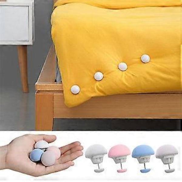 Svamp Dynholder Macaron Skridsikker Dynetæppeclips 1 Nøgle til at Låse Tæpper Op Betræk Fastgørelsesclips Holder, Grå