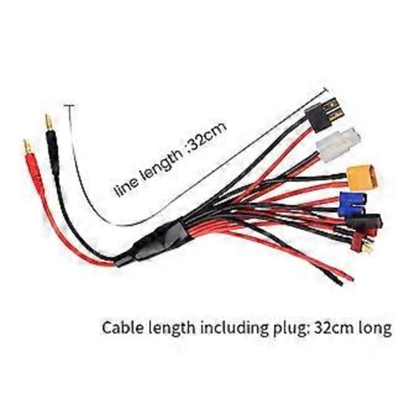 Åtte i Én RC Lipo Batterilader Splitter Kabel Adapter Kobling 4.0mm Plugg til JST T Plugg XT60 EC3 Futaba Tamiyas
