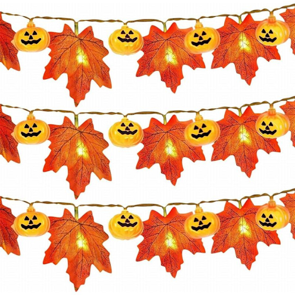 Thanksgiving Halloween Batteriboks LED Ahornblad Fe Lys Indendørs og Udendørs Dekorative Fe Lys 3M 20 Lys USB Halloween Mærkat