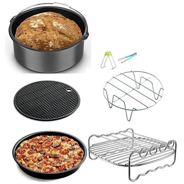 8-tums Airfryer-tillbehör som passar för Airfryer 5,2-8QT Bakkorg Pizzatall Grillgryta Köksbakningsverktyg för fest