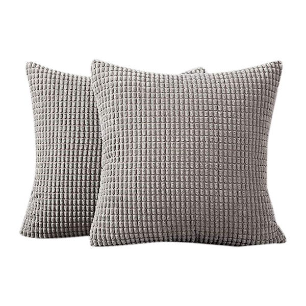 Set med 2 50X50 Cm Cordfløyel Putetrekk Myke Komfortable Putetrekk for Biler Soverom Decor - Grå
