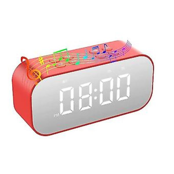 Väckarklocka för sovrum, digital klocka med Bluetooth-högtalare, Röd
