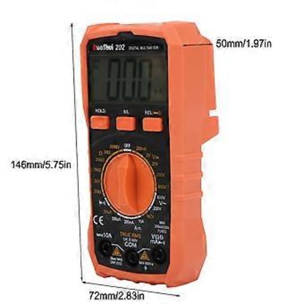 Stor LCD-skärm Digital Multimeter AC/DC Spänningsmätare NCV True RMS Resistans Testare Ruoshui202