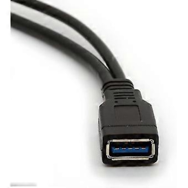 Usb 3.0 -kaapeli, kaksoisvirtakaapelit Y-sovitin, tyyppi A, uros-naarasjatkojohto 30 cm