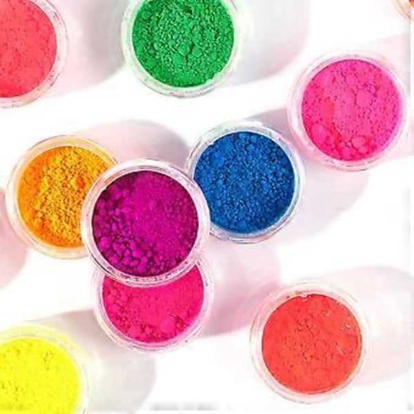 12 Färger Fluorescerande Pulver Mörkerglödande Ljusande Pigmentpulver Set Nagelpulver Ögonskugga