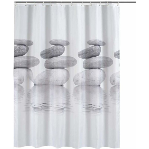 Bruseforhæng Sten 100% Polyester 3D Sten Badeforhæng Vandtæt Skimmel og Mugresistent Badeforhæng med Kroge (180X180cm)