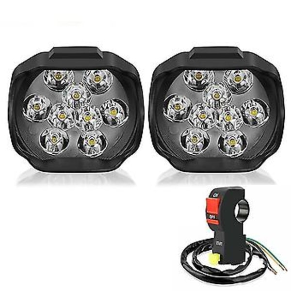 Motorcykelstrålkastare 9 Led Dc12v Super Stark Dimljus Spot Vit Arbetslampa Intern Drivning För Motorcykel