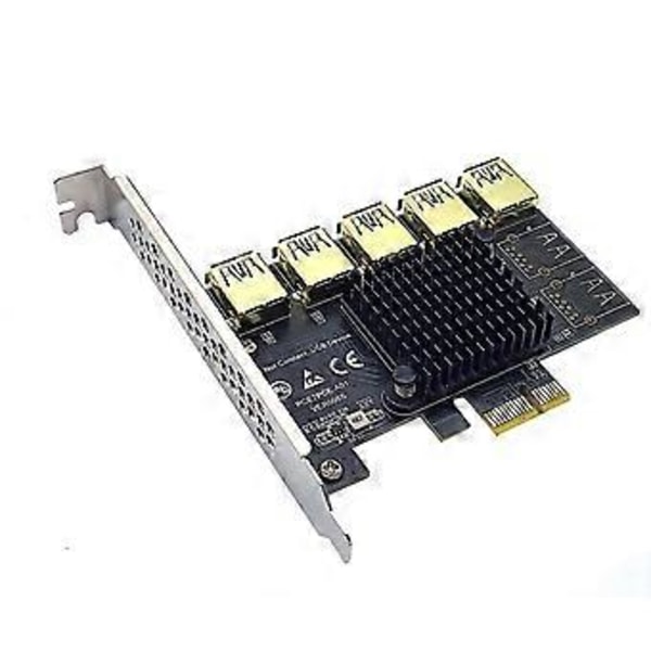 Lisäkortti PCI-Express Riser -kortti PCI-E 1X - 5 ulkoista 16X USB3.0 PCI-e -sovitinta