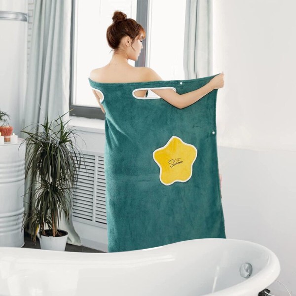 Kvinnors Spa Wrap Robe Set Mjuk Mysig Absorberande Mikrofiber Badhandduk grön XL