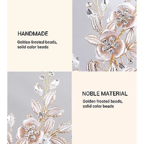Brude Hårklemmer med Krystaller, Rhinestones, Blomster og Blade - Bryllupshårpynt til Kvinder