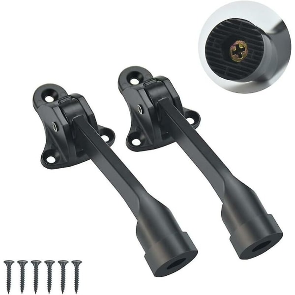 2 Pcs Zinc Alloy Spring Loaded Door Stop 126mm Floor Metal Door Stopper With 6 Screws (black)