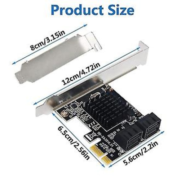 Pcie Sata-kort 4 Portar Sata-kontroller Expansionskort Med Lågprofilfäste Stöd 4 Sata 3.0 De