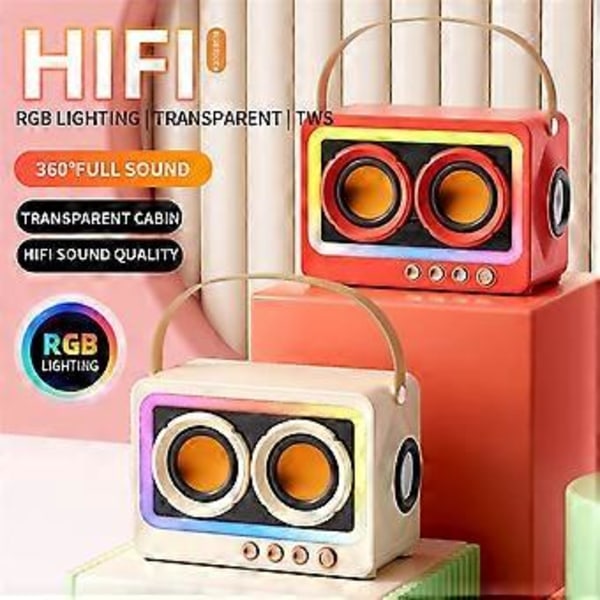 Bärbar Bluetooth Subwoofer Högtalare Trådlös HIFI Ljudlåda Mini Bluetooth Trådlös Mp3 Högtalare Krämvit