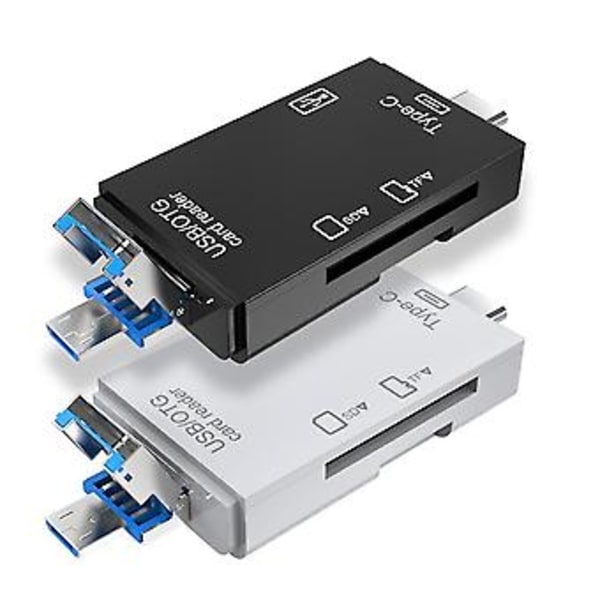 6-i-1 USB 3.0 OTG Kortleser For Secure Digital/TF Kortlesere Splitter Adapter For Mobiltelefon Datamaskin - Svart