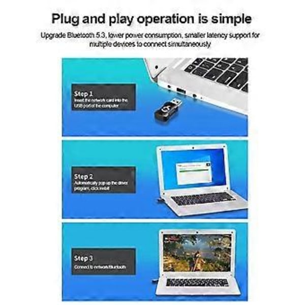 900Mbps WiFi 6 USB Adapter Bluetooth 5.3 USB Dongle Trådløst Netværkskort Dual Band 2.4/5G Gratis Driver til PC Laptop