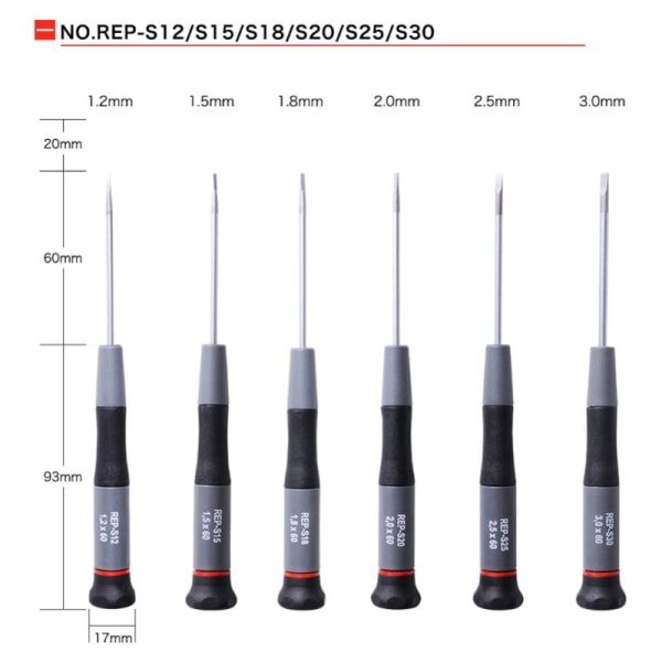 Spårskruvmejsel för inställning av mobiltelefonklockor - 3,0 x 60 mm krom-molybdenstål-DENUOTOP