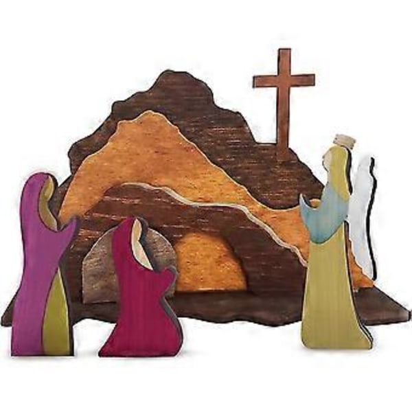 Påsk Uppståndelse Scen Set Ornament Påsk Trädekorationer Religiösa Vår Kristna Kors Hem Figurin Påskpyssel